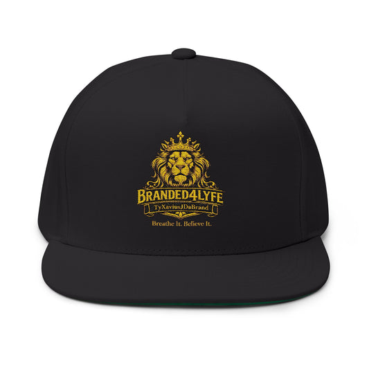 Branded4Lyfe Collection Embroidered Flat Bill Cap — Lion Crest Snapback